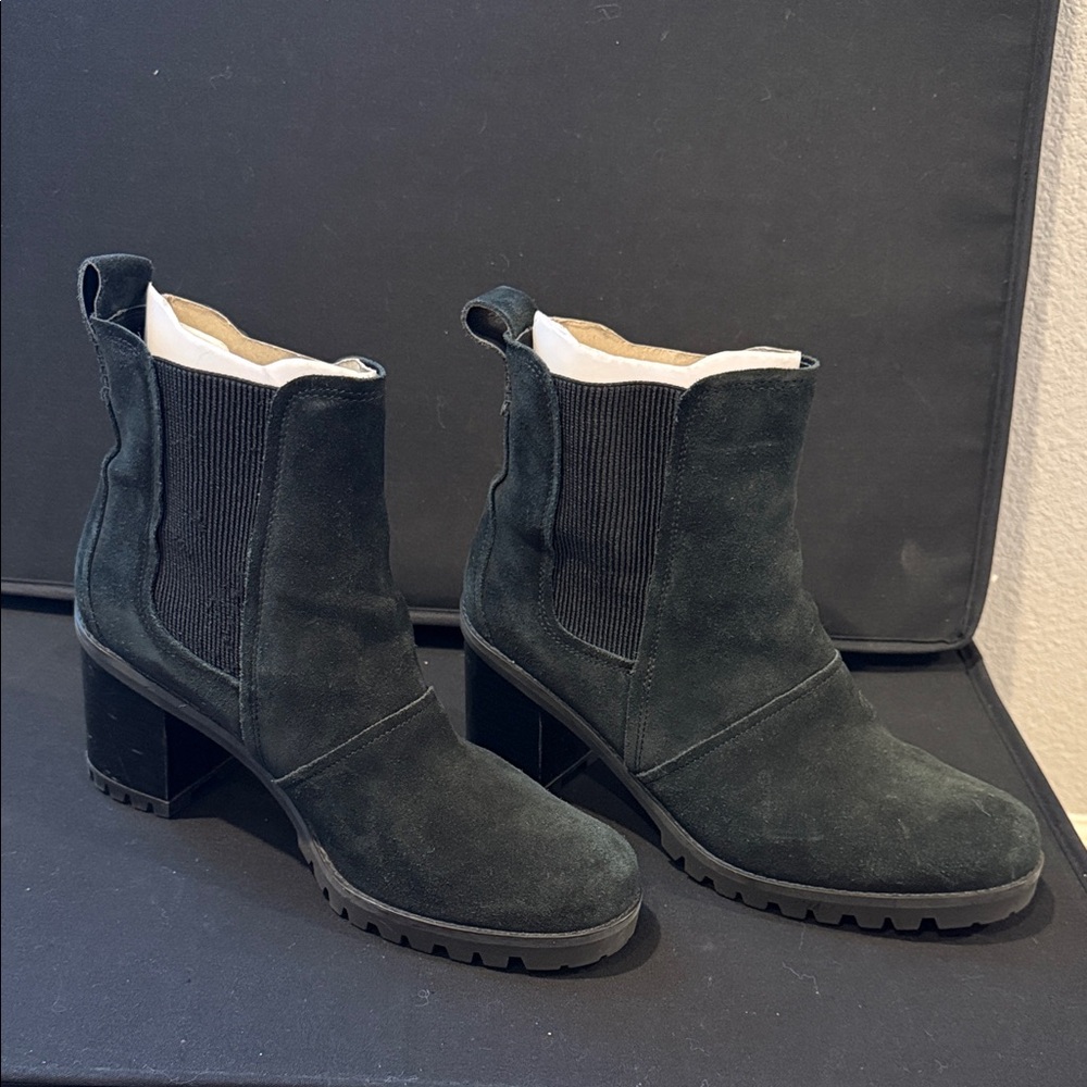 UGG Black Suede Heeled Boots - Picture 1 of 8